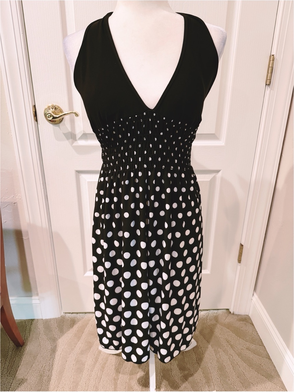 Adorable Black and White Polka Dot Halter Dress